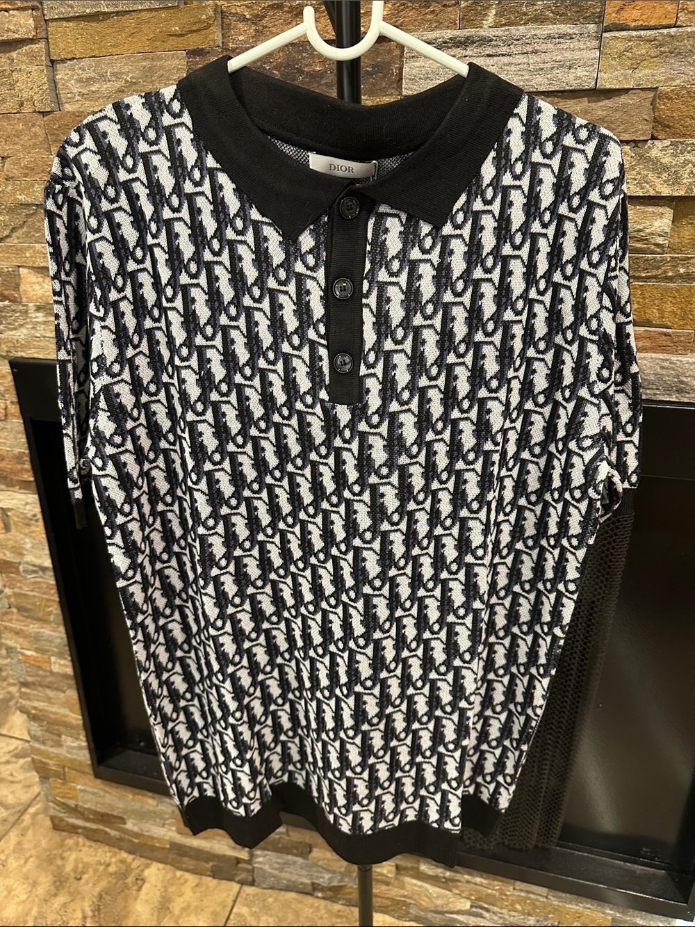 Men’s Black & White Monogram Polo size S